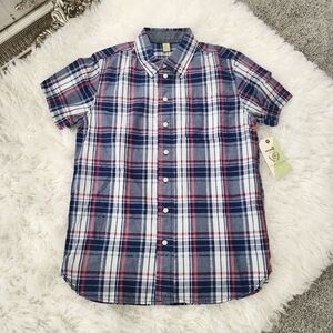 Class Club Boy's Short Sleeve Plad Button down shirt. Size 14/16. New. C1